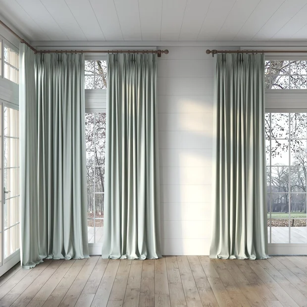 Photo of the fabric Satori Stonewash Willow swatch by Mokum. Use for Curtains, Upholstery Light Duty, Accessory, Top of Bed. Style of Plain, Texture