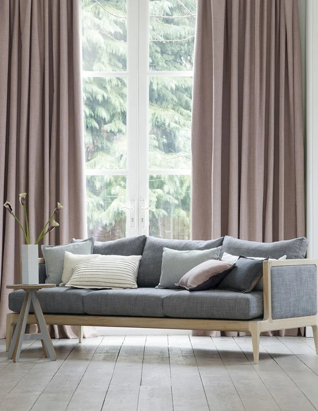 Photo of the fabric Malmo 2054- Ex Malmo Soft 63 in situ by Villa Nova. Use for Curtains, Upholstery, Accessory, Top of Bed. Style of Plain