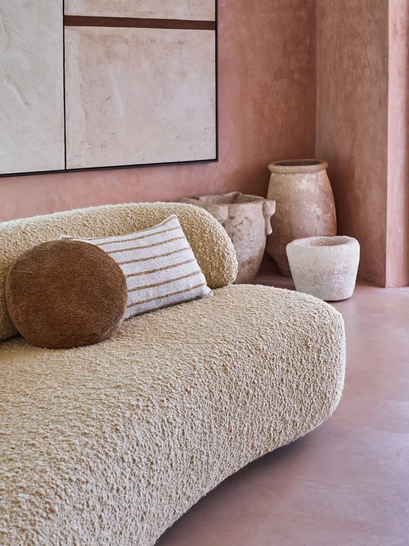 Photo of the fabric Sagone Z702 02 in situ by Zinc. Use for Upholstery, Accessory. Style of Plain