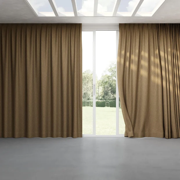 Photo of the fabric Bora Bora Bronze swatch by Mokum FibreGuard. Use for Curtains, Upholstery, Accessory. Style of Plain, Texture