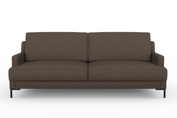 Photo of the fabric Grain Brownie swatch by Mokum. Use for Upholstery, Accessory, Top of Bed. Style of Plain, Texture
