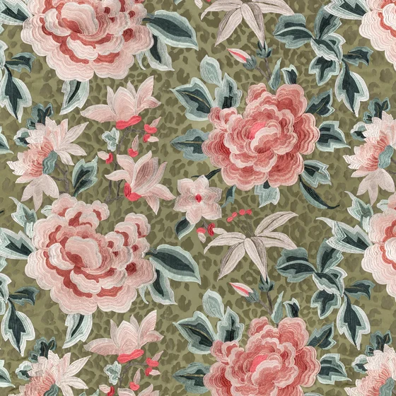 Photo of the fabric Lavinia 8011 03 swatch by Romo. Use for Curtains, Accessory. Style of Embroidery, Floral And Botannical