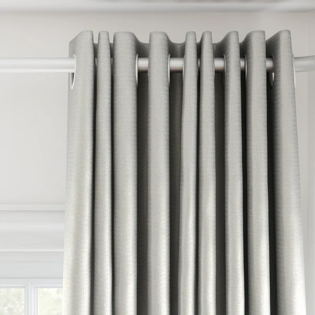 Photo of the fabric Kennedy FR Blackout Moonstone swatch by James Dunlop Essentials. Use for Curtains. Style of Plain, Texture
