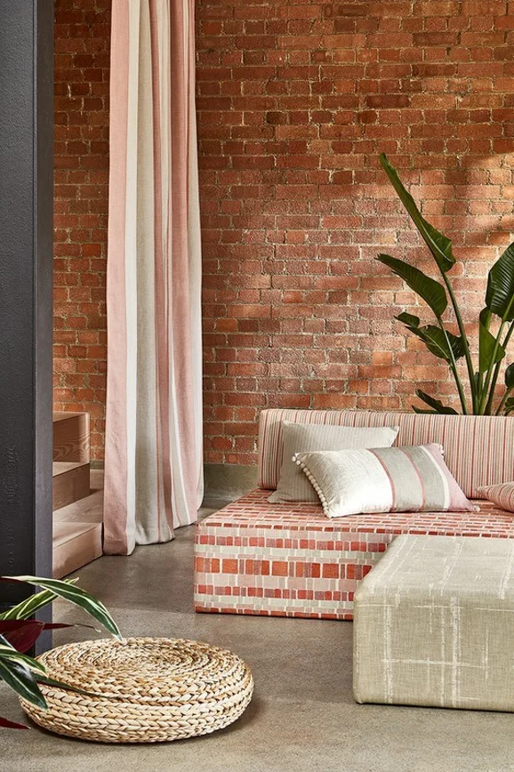 Photo of the fabric Maranta V3393 04 in situ by Villa Nova. Use for Curtains, Upholstery, Accessory. Style of Geometric