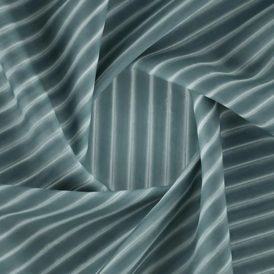 Photo of the fabric Cordial Sage swatch by Zepel FibreGuard. Use for Curtains, Upholstery, Accessory, Top of Bed. Style of Stripe, Velvet