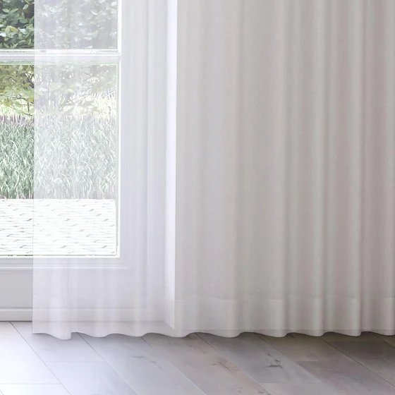 Photo of the fabric Distill Almond swatch by James Dunlop Essentials. Use for Sheer Curtains. Style of Plain, Sheer