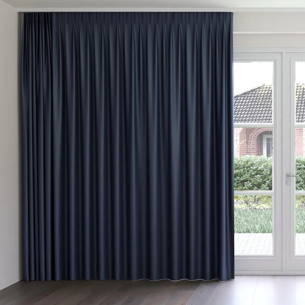 Photo of the fabric Stallion 2 UC Blue Night swatch by James Dunlop Essentials. Use for Curtains, Accessory. Style of Plain, Texture