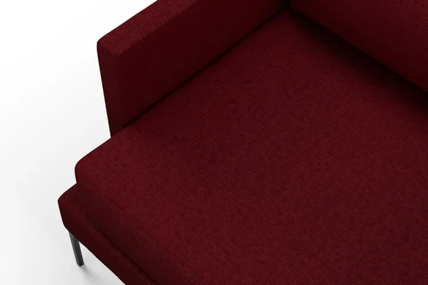 Photo of the fabric Tahiti Crimson swatch by Mokum FibreGuard. Use for Curtains, Upholstery, Accessory, Top of Bed. Style of Chenille, Plain
