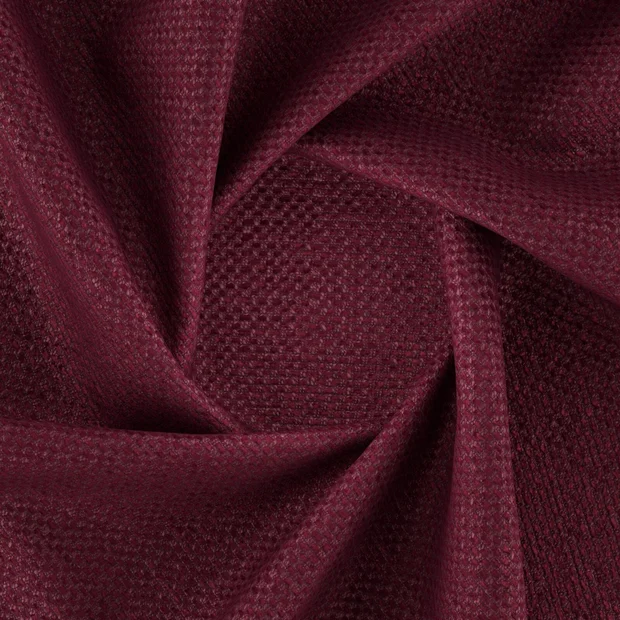 Photo of the fabric Barbarossa Bordeaux swatch by Zepel FibreGuard. Use for Upholstery, Accessory, Top of Bed. Style of Chenille, Plain