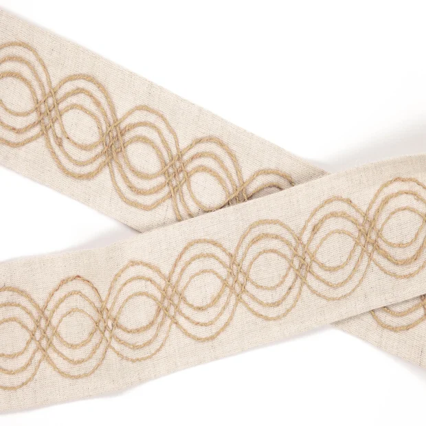 Photo of the fabric Jute Border T104 01 swatch by Villa Nova. Use for Trim