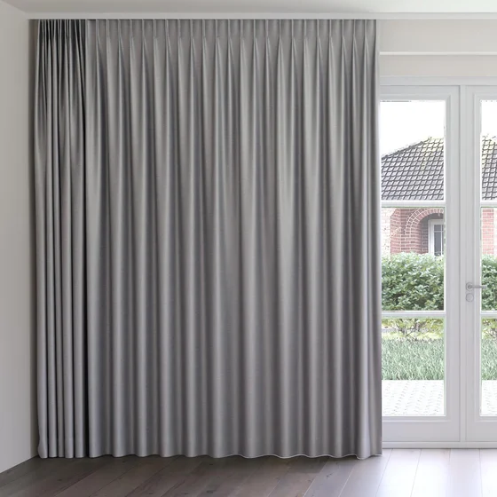 Photo of the fabric Stallion 2 Blackout Ash swatch by James Dunlop Essentials. Use for Curtains. Style of Plain, Texture