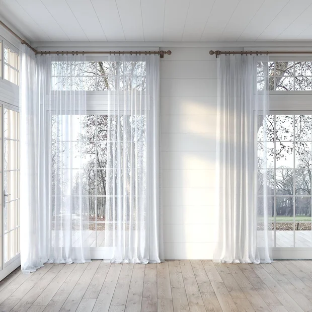 Photo of the fabric Seaview Sky swatch by James Dunlop. Use for Sheer Curtains. Style of Plain, Sheer