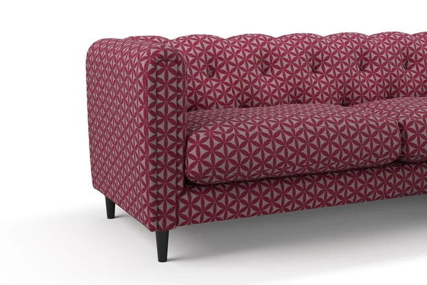 Photo of the fabric Tapa Fuchsia swatch by James Dunlop. Use for Upholstery, Accessory. Style of Geometric