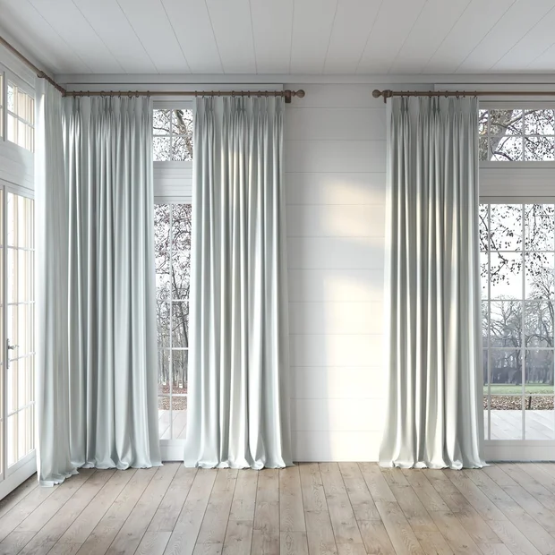 Photo of the fabric Kennedy II Blackout Whitewash swatch by James Dunlop. Use for Curtains. Style of Plain, Texture