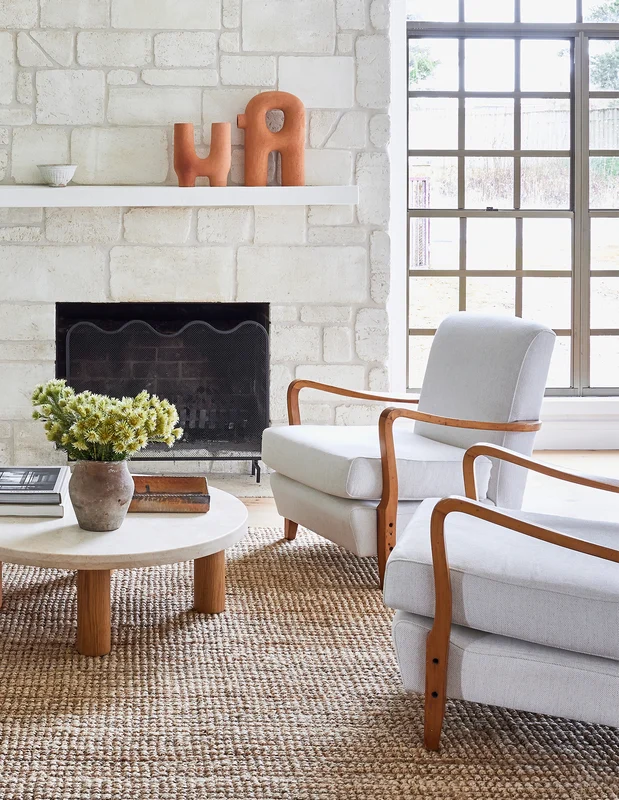 Photo of the fabric Brooklyn Gravel in situ by James Dunlop. Use for Upholstery, Accessory. Style of Plain, Texture