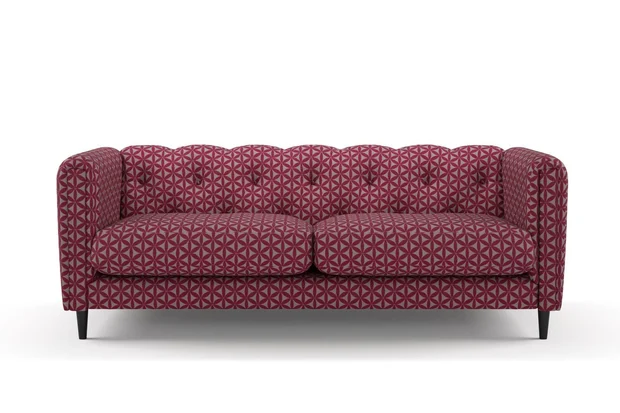 Photo of the fabric Tapa Fuchsia swatch by James Dunlop. Use for Upholstery, Accessory. Style of Geometric