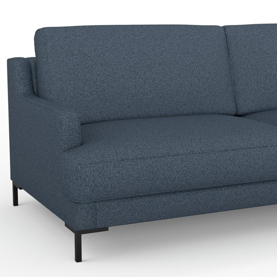 Photo of the fabric Grain Navy swatch by Mokum. Use for Upholstery, Accessory, Top of Bed. Style of Plain, Texture