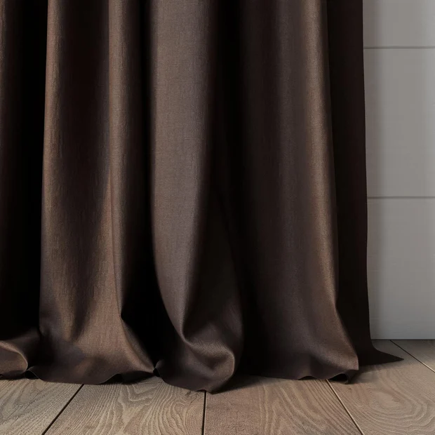 Photo of the fabric Eternal Umber swatch by Mokum. Use for Curtains, Upholstery, Accessory. Style of Plain, Texture