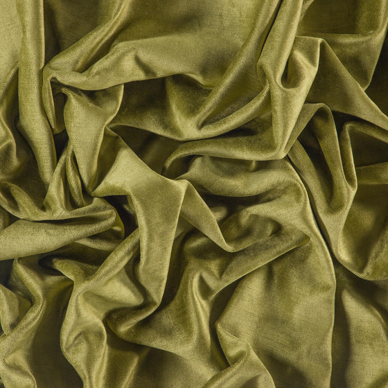Photo of the fabric Monte Carlo Olive swatch by Zepel. Use for Curtains, Upholstery, Accessory, Top of Bed. Style of Plain, Velvet