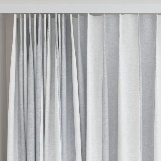Photo of the fabric Kyoto Stripe Chambray swatch by James Dunlop. Use for Curtains. Style of Stripe, Texture