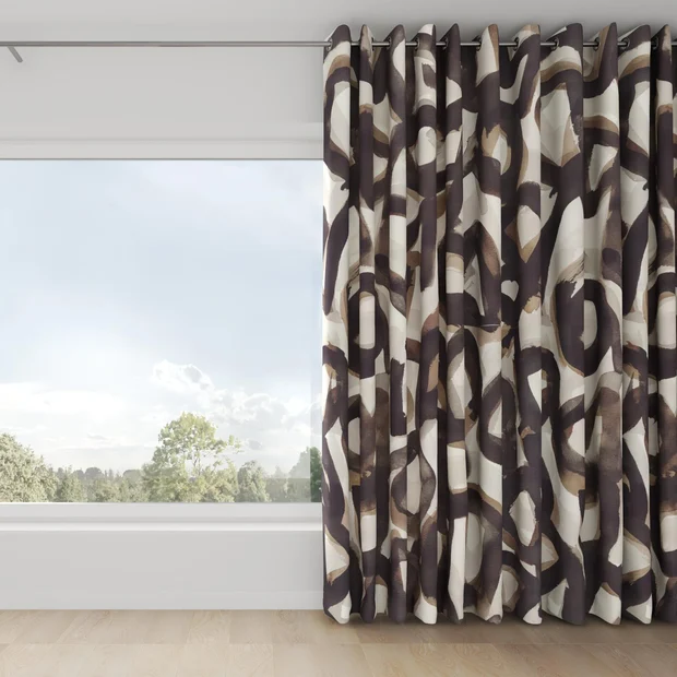 Photo of the fabric Abstraction Basalt swatch by Mokum. Use for Curtains, Accessory. Style of Abstract, Print