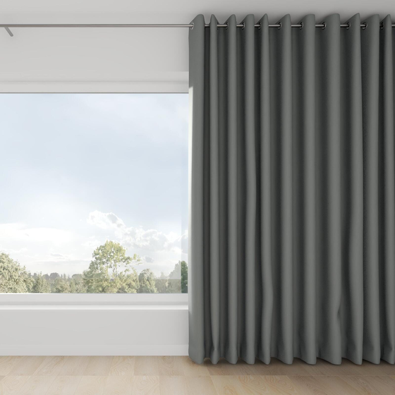 Photo of the fabric Satori Stonewash Slate swatch by Mokum. Use for Curtains, Upholstery Light Duty, Accessory, Top of Bed. Style of Plain, Texture