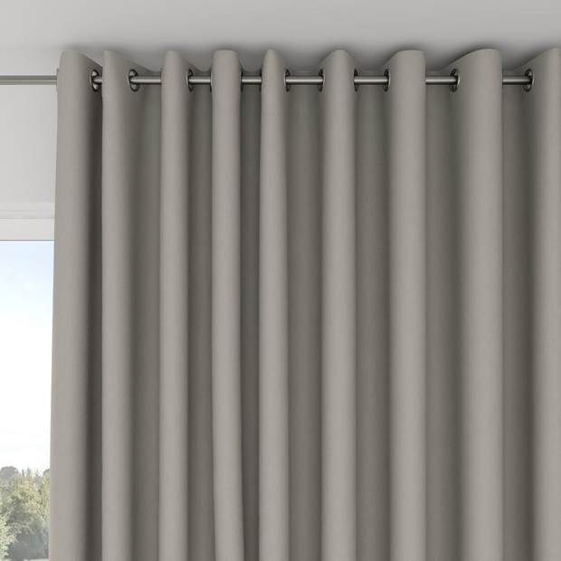 Photo of the fabric Satori Stonewash Stone swatch by Mokum. Use for Curtains, Upholstery Light Duty, Accessory, Top of Bed. Style of Plain, Texture