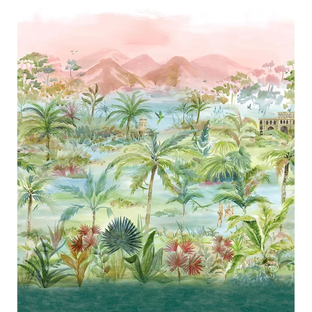 Photo of the fabric Kerala Wallpaper Panel W0239 1 swatch by Clarke & Clarke. Use for Wall Covering, Wall Panel/Mural. Style of Abstract, Uncoated Non-Woven