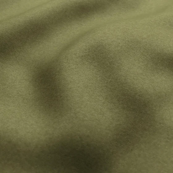 Photo of the fabric Woolly/Woolen Olive swatch by Zepel. Use for Curtains, Upholstery, Accessory, Top of Bed. Style of Plain, Taffeta
