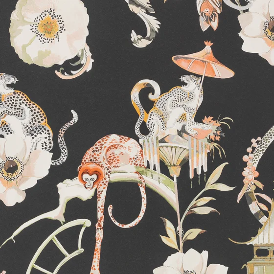 Photo of the fabric Euphoria W448 07 swatch by Romo. Use for Wall Covering. Style of Floral And Botannical