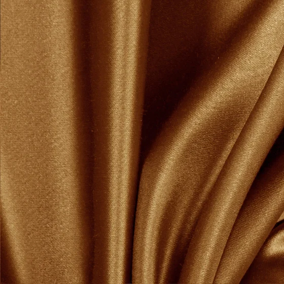 Photo of the fabric Sateen 137 Nutmeg swatch by Zepel. Use for Curtains, Upholstery, Accessory, Top of Bed. Style of Plain, Taffeta