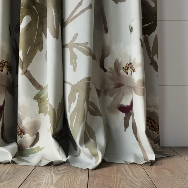 Photo of the fabric Peonia Duckegg swatch by Mokum. Use for Curtains, Accessory. Style of Floral And Botannical, Print