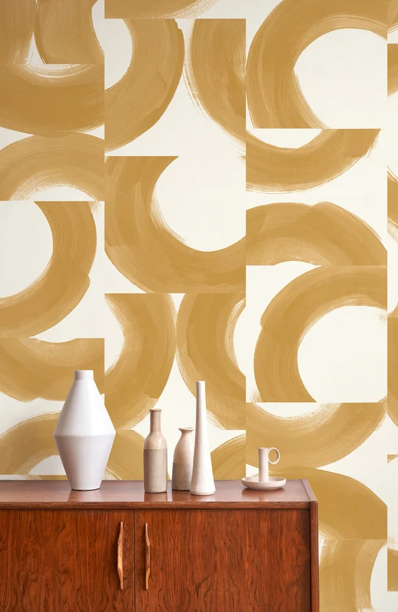 Photo of the fabric Not A Circle Wallpaper 8845 8845 65 22 in situ by Casadeco. Use for Wall Covering