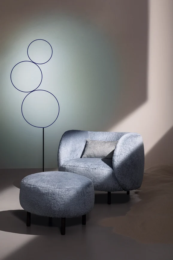 Photo of the fabric Bear FR K5233 04 in situ by Kirkby Design. Use for Upholstery Light Duty, Accessory. Style of Plain