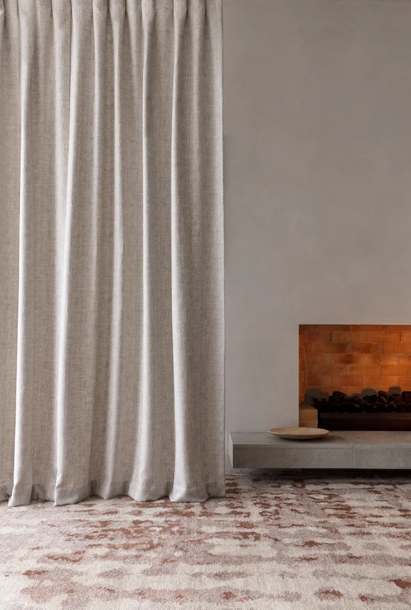 Photo of the fabric Effortless Crystal in situ by James Dunlop. Use for Curtains, Accessory. Style of Plain, Texture