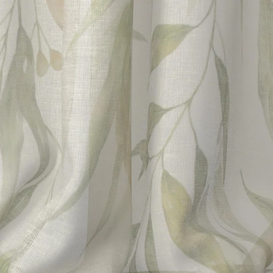 Photo of the fabric Eucalypt Natural swatch by James Dunlop. Use for Sheer Curtains. Style of Floral And Botannical, Sheer