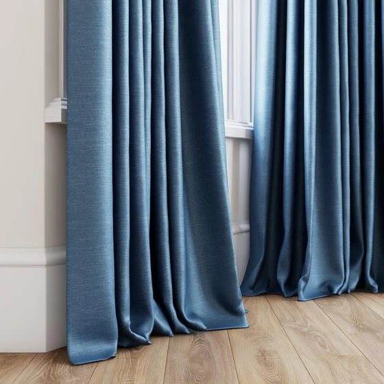 Photo of the fabric Provence Denim swatch by James Dunlop Essentials. Use for Curtains, Upholstery, Accessory, Top of Bed. Style of Plain, Texture