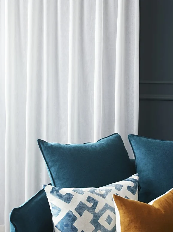 Photo of the fabric Saxton Frost in situ by James Dunlop. Use for Sheer Curtains. Style of Plain, Sheer