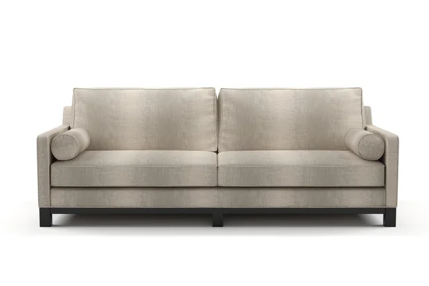 Photo of the fabric Maxime Truffle swatch by James Dunlop. Use for Upholstery, Accessory. Style of Stripe, Texture