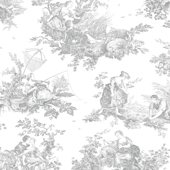 Photo of the fabric Scene D'Ete Wallpaper 8791 8791 91 03 swatch by Casadeco. Use for Wall Covering. Style of Floral And Botannical