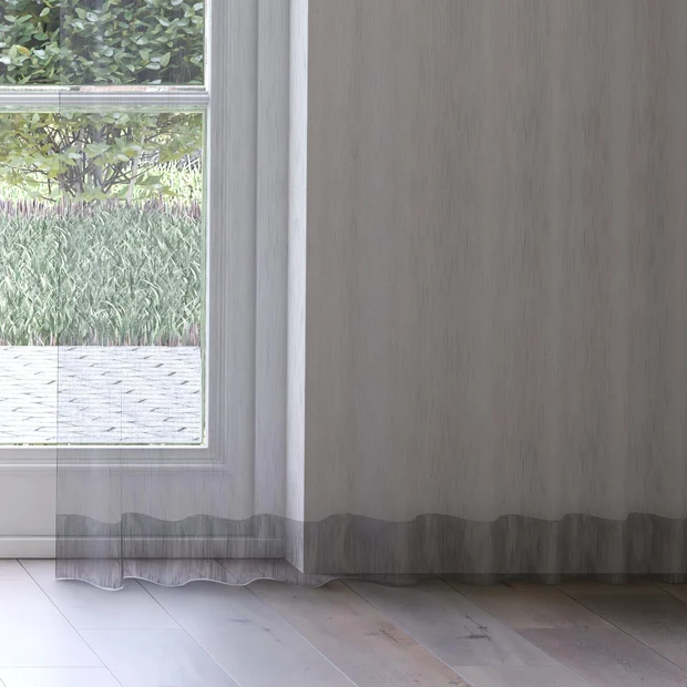 Photo of the fabric Alliance FR Carbon swatch by James Dunlop. Use for Sheer Curtains. Style of Plain, Sheer
