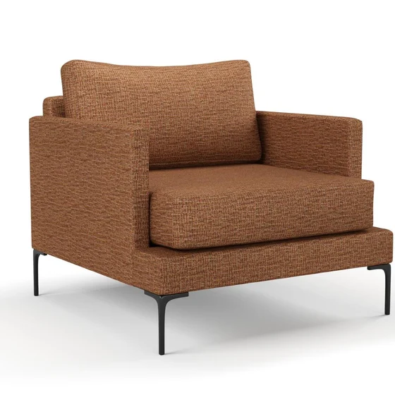Photo of the fabric Gabrielle Cherrywood swatch by Mokum FibreGuard. Use for Upholstery, Accessory, Top of Bed. Style of Plain, Texture