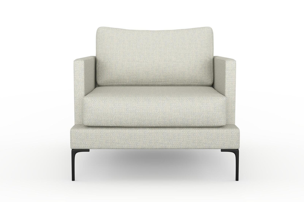 Photo of the fabric Strata Powder Blue swatch by Mokum. Use for Upholstery, Accessory. Style of Plain, Texture