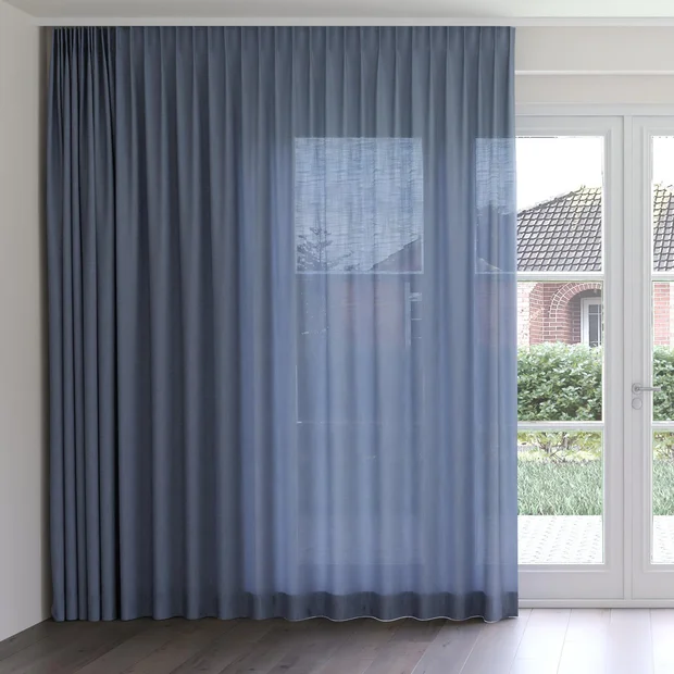 Photo of the fabric Envoy 2 Coast 320cm swatch by James Dunlop Essentials. Use for Curtains, Accessory, Top of Bed. Style of Plain, Texture