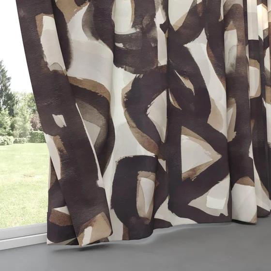 Photo of the fabric Abstraction Basalt swatch by Mokum. Use for Curtains, Accessory. Style of Abstract, Print
