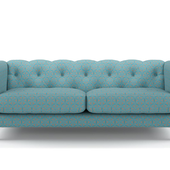 Photo of the fabric Tapa Aqua swatch by James Dunlop. Use for Upholstery, Accessory. Style of Geometric