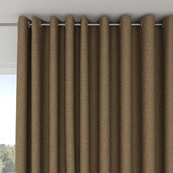 Photo of the fabric Bora Bora Bronze swatch by Mokum FibreGuard. Use for Curtains, Upholstery, Accessory. Style of Plain, Texture