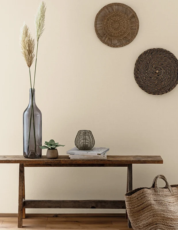 Photo of the fabric Linen Wallpaper 6852 33 14 in situ by James Dunlop. Use for Wall Covering. Style of Plain, Texture