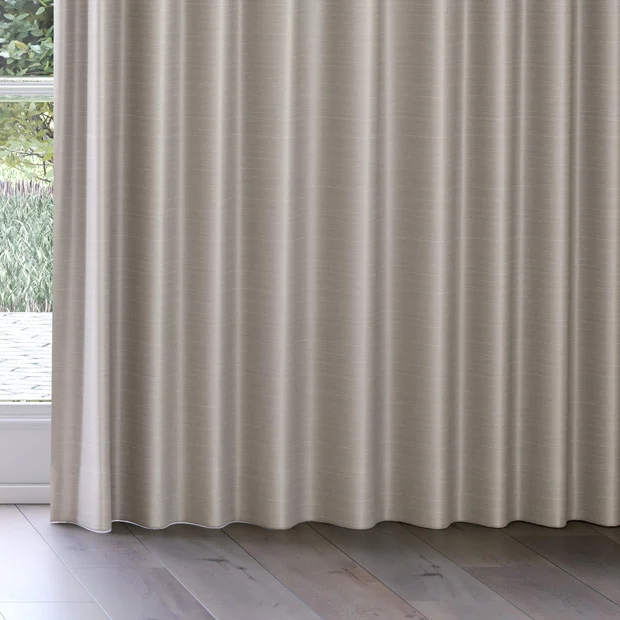 Photo of the fabric Luxe Fog swatch by James Dunlop Essentials. Use for Curtains, Accessory, Top of Bed. Style of Plain, Texture