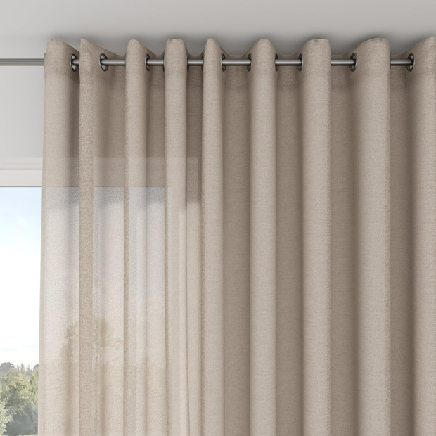 Photo of the fabric Revel Clay swatch by Mokum. Use for Curtains. Style of Plain, Texture